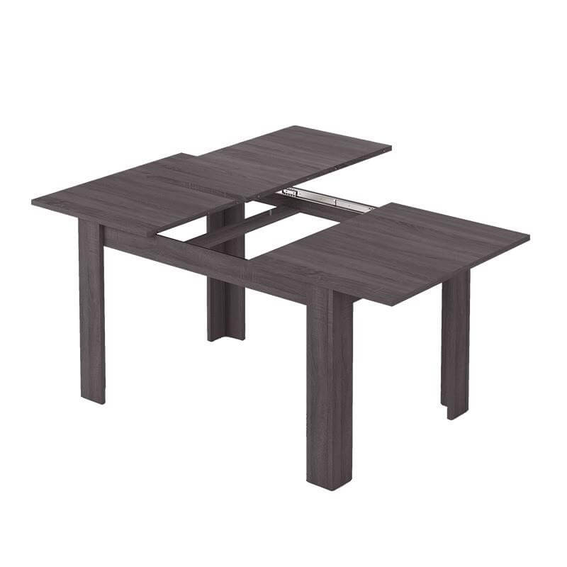 Mesa Kendra extensible color gris ceniza, medidas de 190x90x76 cm abierta