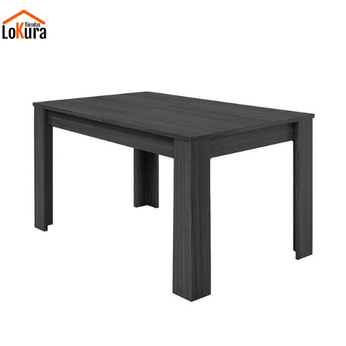 Mesa Kendra extensible gris ceniza, ideal para espacios pequeños, melamina, 140x90x76 cm cerrada y 190x90x76 cm abierta