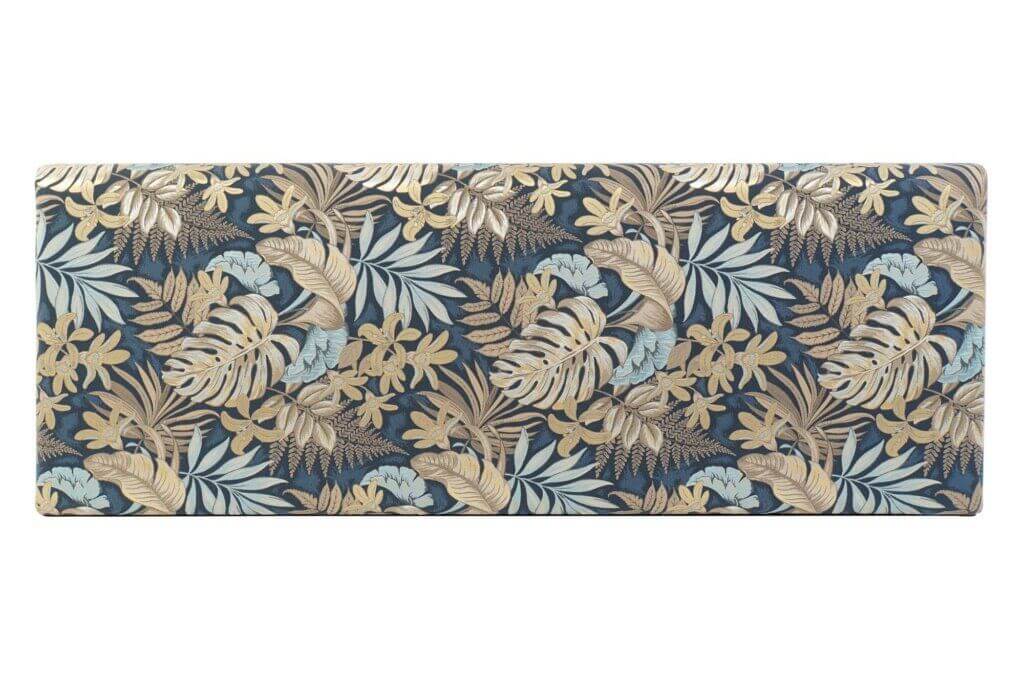 Cabecero cama poliéster tropical 160x60 con estampado de hojas en tonos verdes y fondo oscuro, estilo natural y moderno