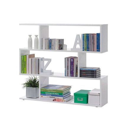 Estantería blanca de madera Athena, ideal para espacios pequeños