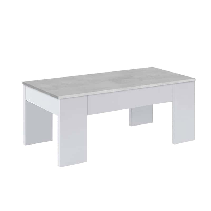 mesa de centro elevable blanco cemento