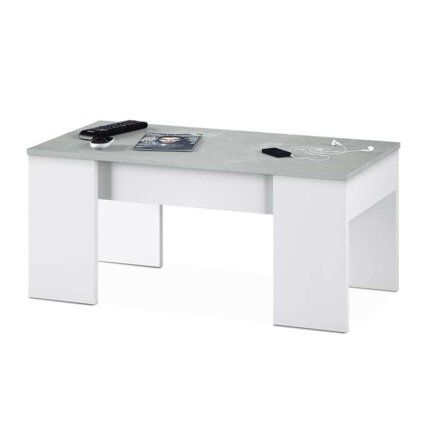 mesa de centro elevable blanco cemento