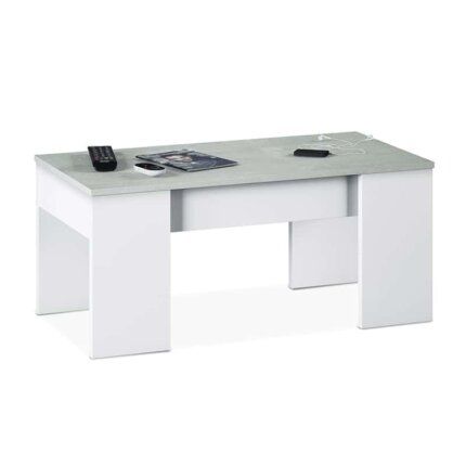 mesa de centro elevable blanco cemento