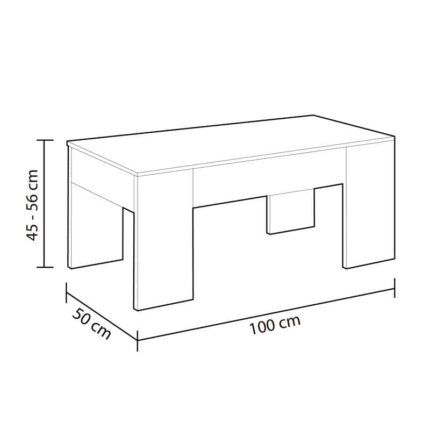 mesa de centro elevable low cost blanco roble