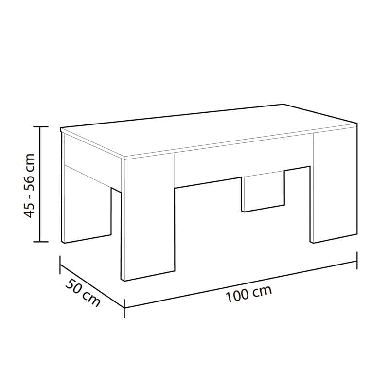 mesa de centro elevable low cost blanco roble