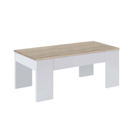 mesa de centro elevable low cost blanco roble
