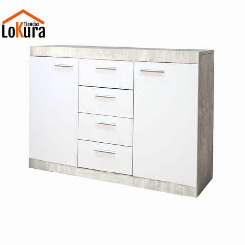 Aparador Catlin de madera gris y blanco