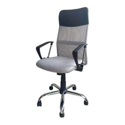 Silla de escritorio Jasper en gris combinado con negro, asiento acolchado y altura regulable.