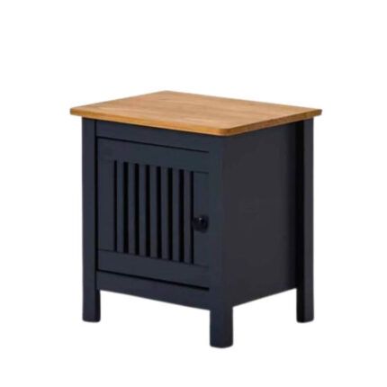 Mesita de noche antracita con tapa en madera encerada y tirador negro
