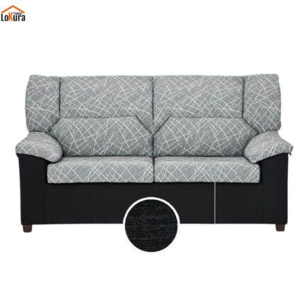 Sofá 3 plazas desenfundable Maxi en color marengo con respaldo Alba negro