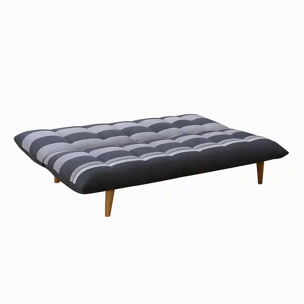 Sofá cama Wing abierto tipo libro en color gris con patas de madera