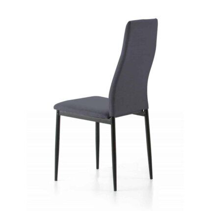 Silla de comedor Lana gris oscuro con respaldo curvo y estructura metálica, perfecta para cualquier decoración moderna