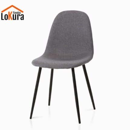 silla comedor pata negra tapizada en tela gris