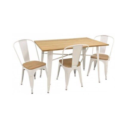 mesa madera maciza Tol, Dimensiones de la mesa Tol: 120 x 80 x 76 cm, tapa de madera natural y estructura de acero