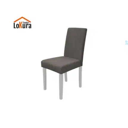 Silla tapizada tela marrón pata blanca lacadas Aruba