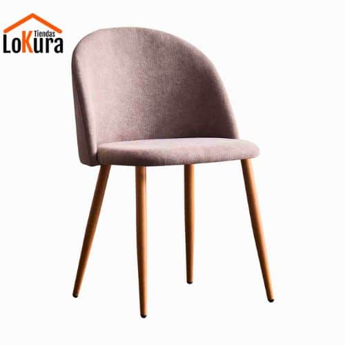 Pack de 4 sillas comedor Ross, tapizado antimanchas, respaldo curvado y patas metálicas resistentes, ideal para comedores