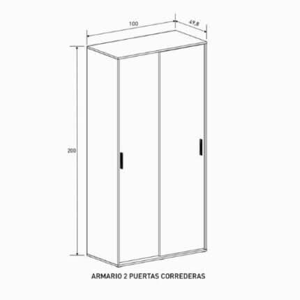 armario puertas correderas blanco Aura de 80 cm de ancho x 51 de fondo y 180 cm de alto