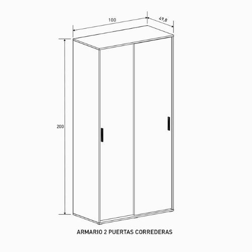 armario puertas correderas blanco Aura de 80 cm de ancho x 51 de fondo y 180 cm de alto