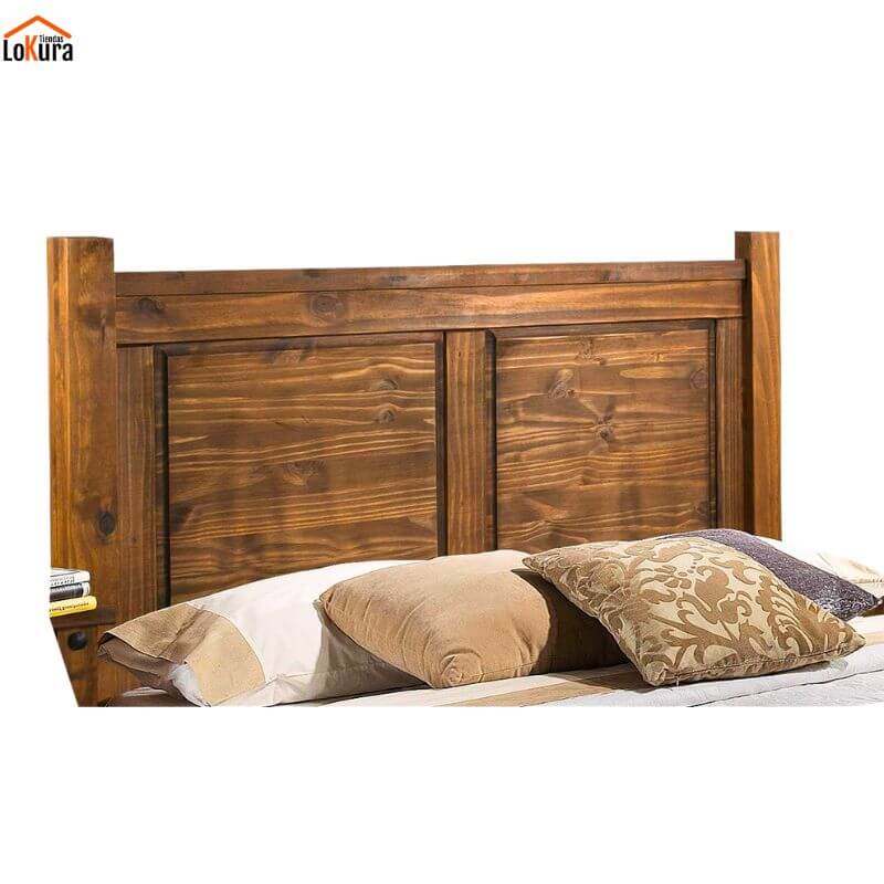 Cabecero modelo Nebraska de 155 cm en madera maciza de pino con acabado rústico encerado, ideal para dormitorios de estilo natural en Canarias