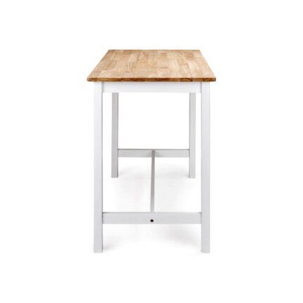 mesa alta cocina Pullman de diseño compacto y elegante en blanco mate con roble
