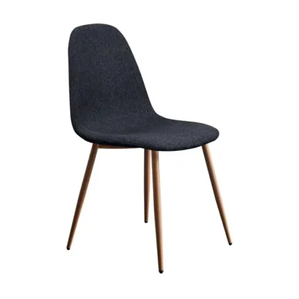 Silla de comedor color gris oscuro con patas metálicas tono cambrian y diseño actual