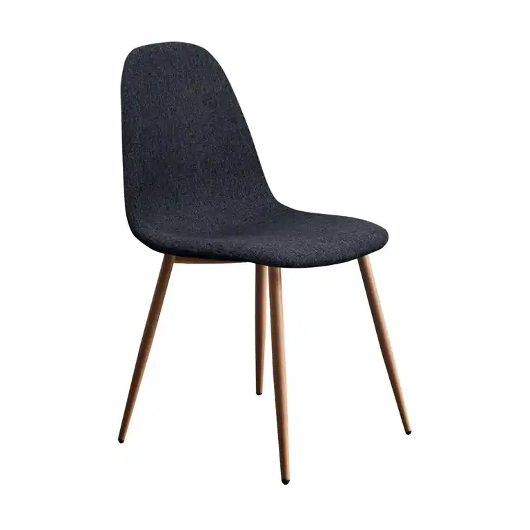 Silla de comedor color gris oscuro con patas metálicas tono cambrian y diseño actual