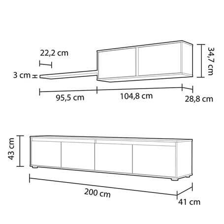 Mueble de comedor moderno Alida 200cm
