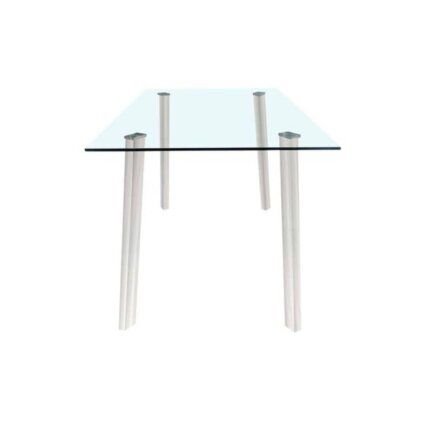mesa de comedor económica patas ártico Hainan 140x80 cm, cristal templado