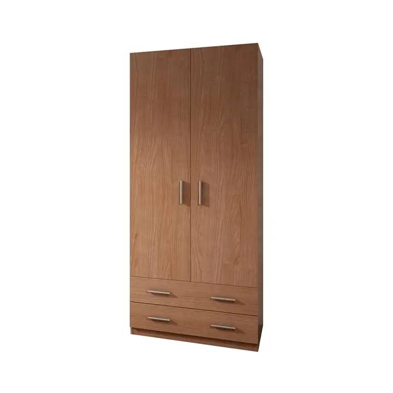 Armario 2P 2C 100 cm Ready cerezo con 2 puertas abatibles, barra interior y 2 cajones