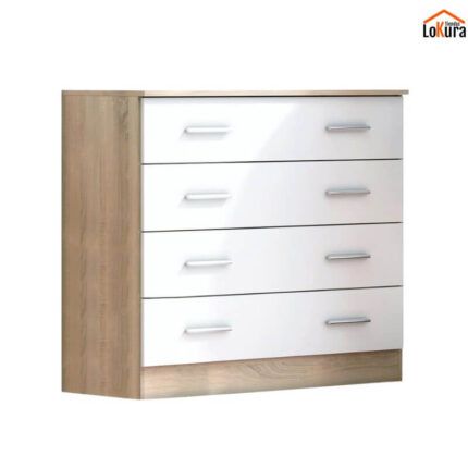 Cómoda dormitorio 4 cajones Ready en blanco, ideal para espacios modernos en Canarias