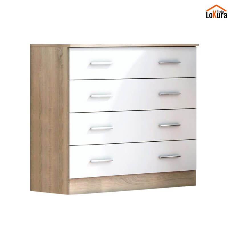 Cómoda dormitorio 4 cajones Ready en blanco, ideal para espacios modernos en Canarias
