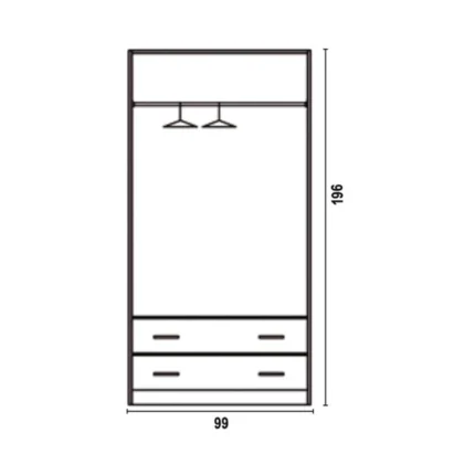 Medidas armario 2P 2C 100 cm Ready: 98,8 cm ancho, 50 cm fondo y 196 cm alto