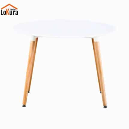 Mesa redonda 90 cm de cocina blanca de estilo nórdico para 4 comensales