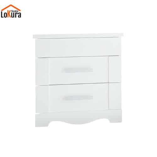 Mesita 3 cajones Genil blanca – mesita de noche elegante con medidas 52,2 x 37 x 54,7 cm