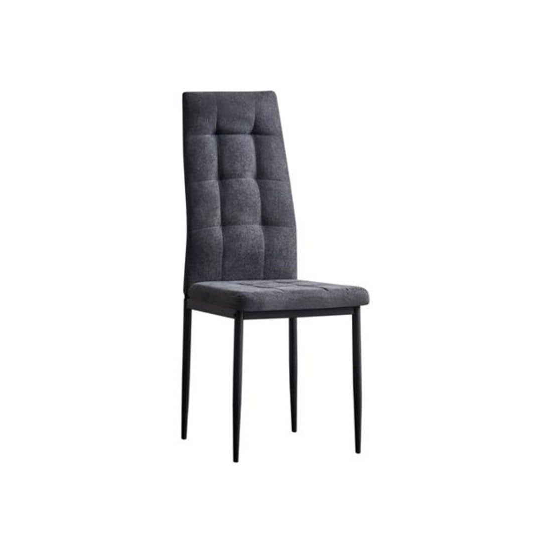 Silla comedor tapizada tela gris oscuro, tela Nido de alta calidad, estilo contemporáneo y patas robustas para mayor durabilidad