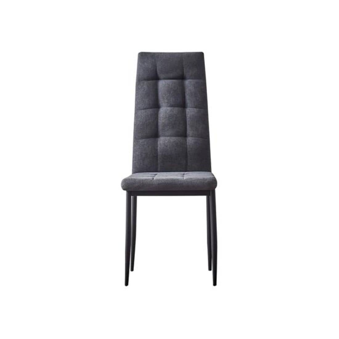 silla de tela económica gris oscuro Skye, respaldo alto capitoné, asiento cómodo y patas negras