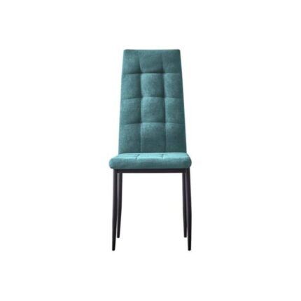 silla de tela económica turquesa Skye con respaldo alto y patas negras