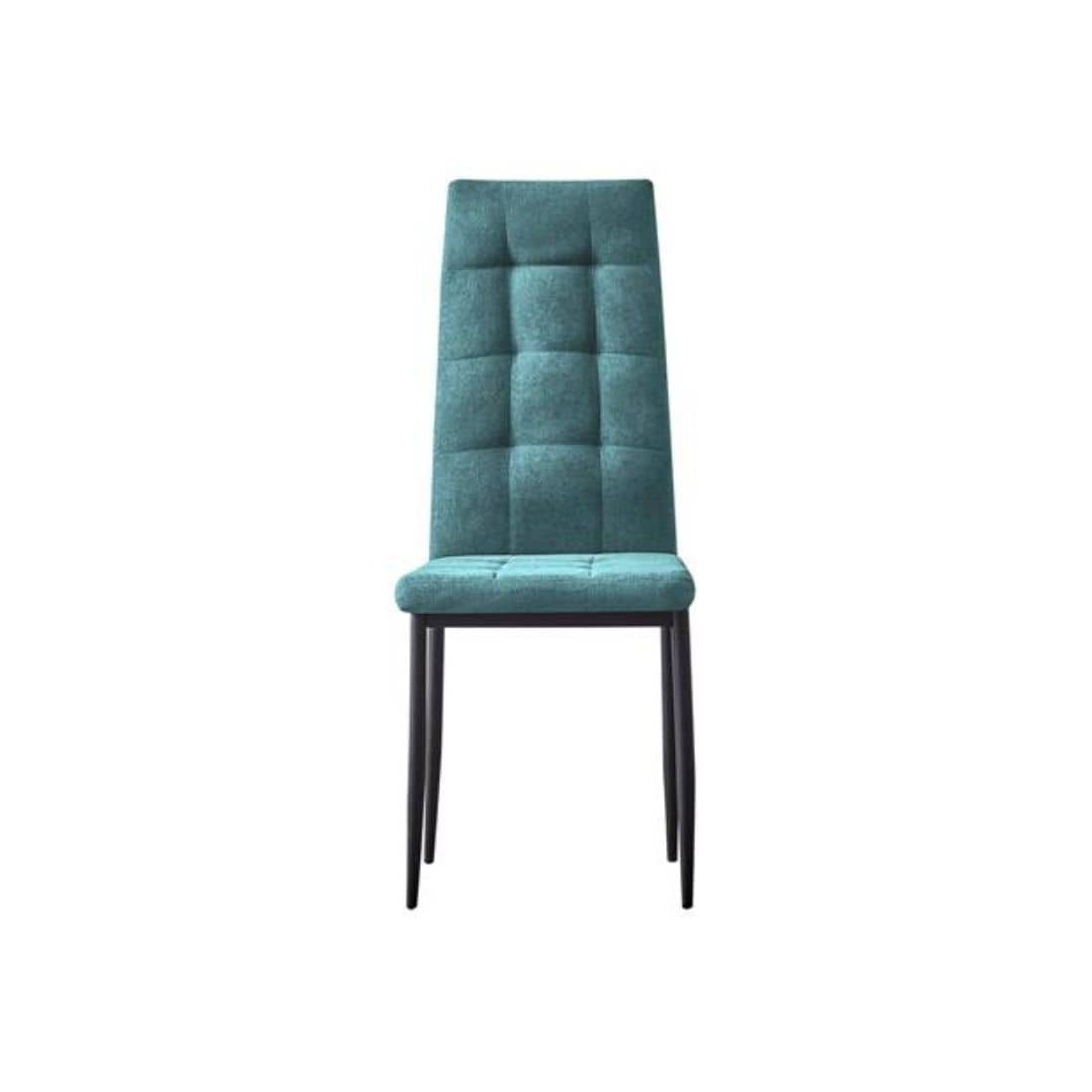 silla de tela económica turquesa Skye con respaldo alto y patas negras