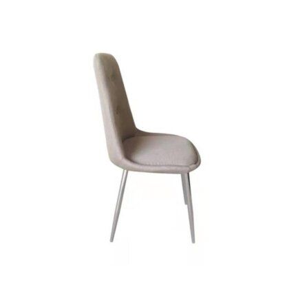 vista lateral de la Silla de tela Paros, con tapizado resistente y diseño contemporáneo