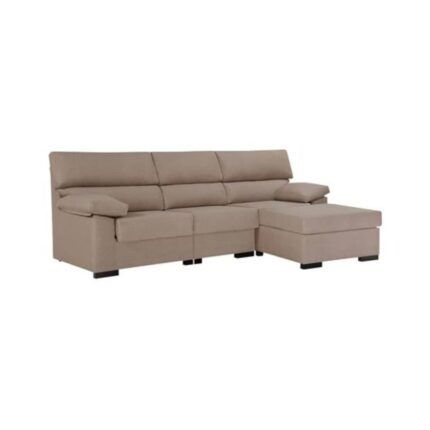 sofá de tela con chaise longue Caronte, cheslong pequeño en color gris, medidas 186 x 87/155 x 100 cm