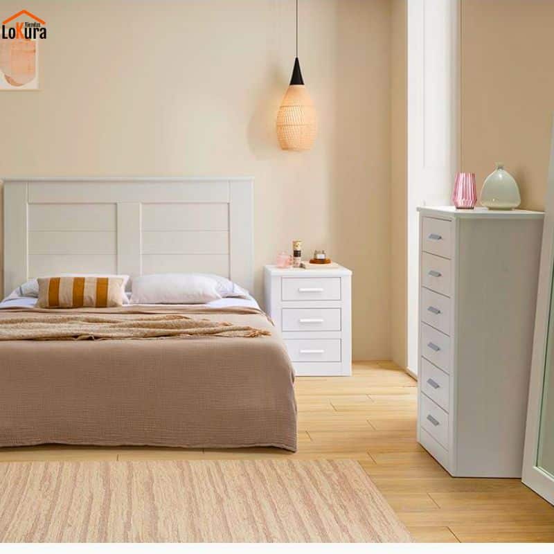 Mueble sinfonier de 6 cajones Nevada en madera maciza blanca, parte de la colección Nevada de Tienda Lokura