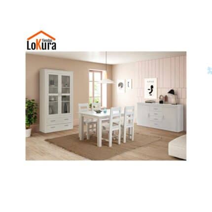 silla de comedor blanca madera maciza Nevada Silla blanca de madera maciza de pino con acabado refinado y moderno
