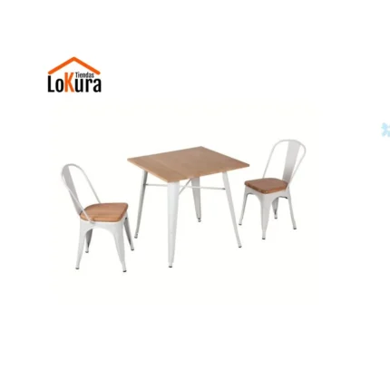 Mesa hostelería acero y madera color blanco Tol