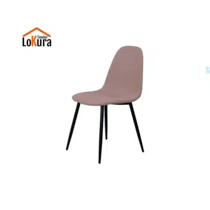 Silla de comedor con patas negras, tapizado en rosa, perfecta para un toque moderno y único en tu comedor