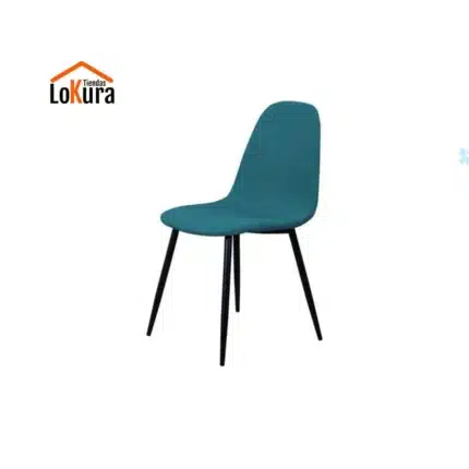Silla de comedor con patas negras, tapizada en turquesa, ideal para dar frescura y color a tu comedor
