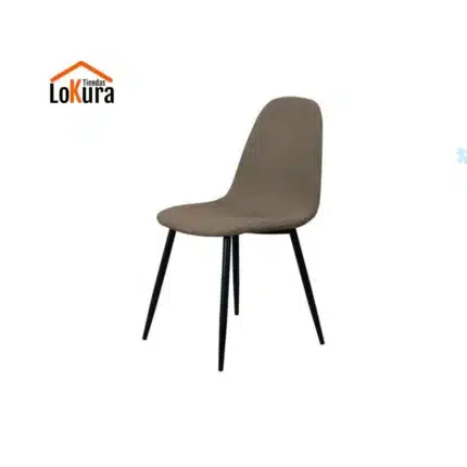Silla de comedor con patas negras, tapizado en visón claro, estilo cálido y cómodo para tu hogar