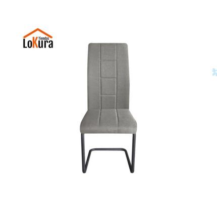 Silla de comedor moderna Lagos en color gris, respaldo alto y diseño elegante