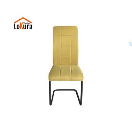 Silla de comedor moderna Lagos en amarillo oro, respaldo alto y estilo vibrante