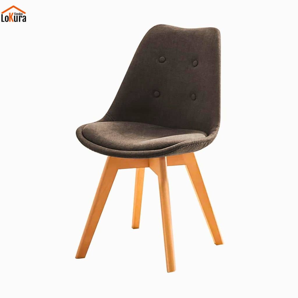 Silla de comedor tapizada visón oscuro