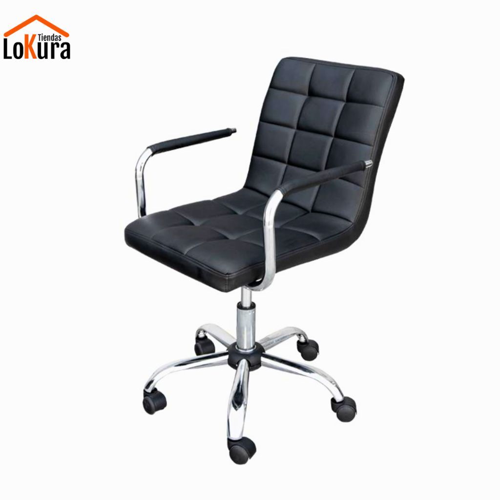 Silla de Oficina OFI1850 Volten con respaldo alto y brazos cromados, ideal para gerencia y oficinas modernas